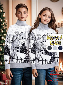 Свитер для детей с новогодним русунком