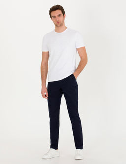 Темно-синие брюки из льняной ткани морковного кроя - Cacharel фото 10