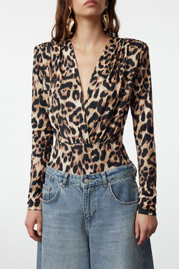 Cok Renkli Kruvaze Yaka Orme Body TPRAW22BD0161