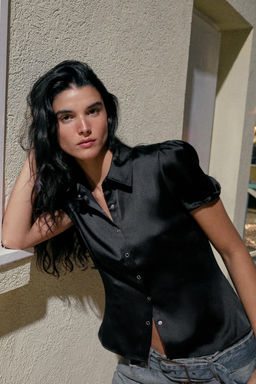 CAMISA SATINADA / Negro - Zara фото 3