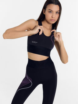 Топ женский спортивный черный с печатью черный +печать 302922