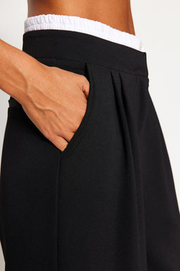Siyah Wide Leg Boxer Kemer Detayl_ _rme Pantolon TWOAW24PL00360 - Trendyolmilla фото 5