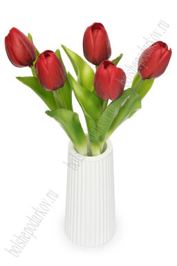 Веточка декоративная Тюльпан 32 см (5 шт) SF-8136, красный - Больше подарков фото 2