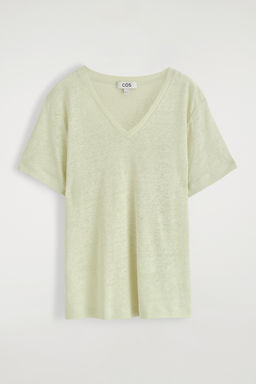 CAMISETA DE LINO CON CUELLO DE PICO