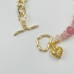 Браслет из мадагаскарского Розового кварца с цепочкой - Радуга самоцветов фото 3