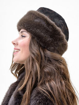 П26-34 Пилотка вельветовая с мехом "норка"