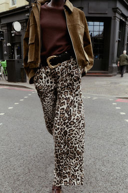 WIDE SATIN TROUSERS WITH BELT