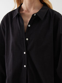 G?mlek Yaka Poplin Kad?n Plaj Elbisesi