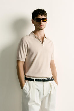 POLO PUNTO REGULAR FIT CREMALLERA / Crudo / Beige - Zara фото 2