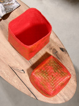 Корзинка плетёная «Голден», 25×25×30 см, розовая