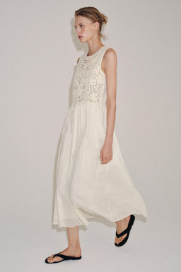 VESTIDO MIDI BORDADO ZW COLLECTION / Crudo - Zara фото 4