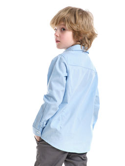Рубашка в школу голубая хлопковая UD 6625 голубой - Mini maxi фото 2