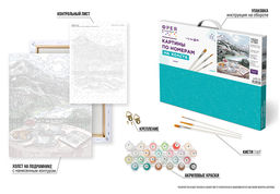 ФРЕЯ PNB/PLC-257 Набор для раскрашивания по номерам ( цветной холст ) 50 х 40 см Завтрак с видом на горы