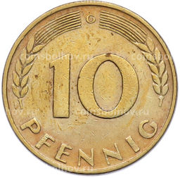 Монета 10 пфеннигов 1950 года G Западная Германия (ФРГ)