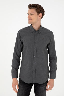 Мужская рубашка антрацитового цвета с длинным рукавом Неожиданная скидка в корзине - U.s. polo assn фото 3