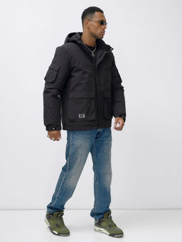 Куртка спортивная мужская зимняя с капюшоном черного цвета 2333Ch - Wonderrman фото 4