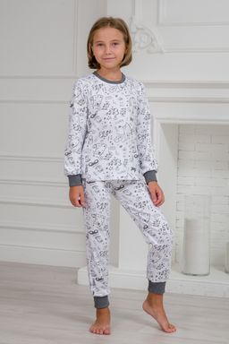 Пижама детская из интерлока Потешка котик темно серый - Амадэль фото 19