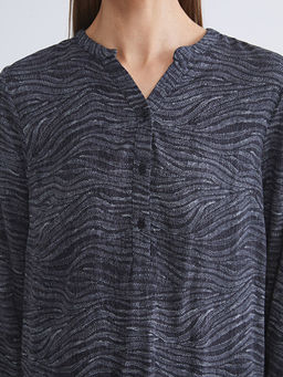 Ka??k Yaka Desenli Bluz