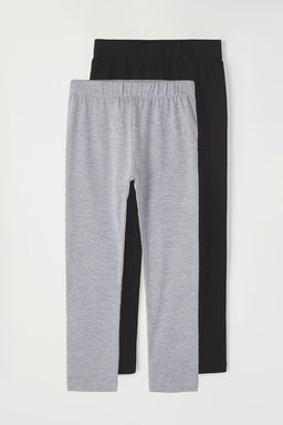 Siyah-Gri 2li K?z Cocuk Pamuklu Orme Tayt TKDSS25TA00007