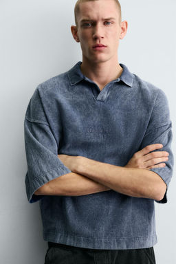 WASHED TEXTURED POLO SHIRT - Zara фото 6