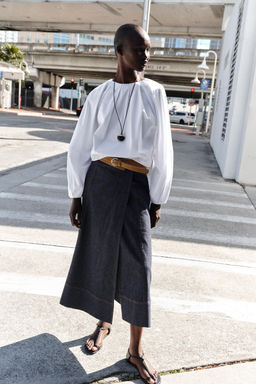 FALDA Z1975 MIDI DENIM CINTUR?N / Azul