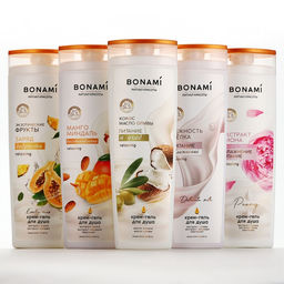 Гель для душа женский с пантенолом, 400 мл, аромат пиона и розы, BONAMI