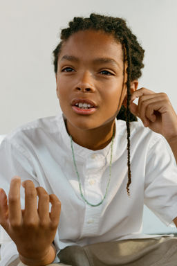 CAMISA CUELLO MAO ALGOD?N Y LINO / Blanco - Zara фото 2