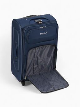 Чемодан на колёсах Royalbag большой 104 л (L), на молнии, с увеличением, кодовый замок, 4 колеса, синий