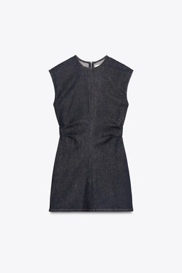 TRF DRAPED DENIM SHORT DRESS - Zara фото 5