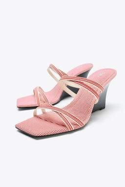 CHECK STRAPPY WEDGES - Zara фото 4