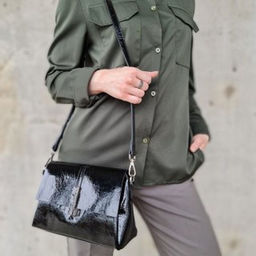 Женская кожаная сумка трапеция через плечо 0078-1