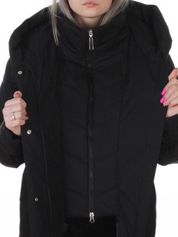 8836 BLACK Пальто зимнее женское (150 гр. холлофайбер)