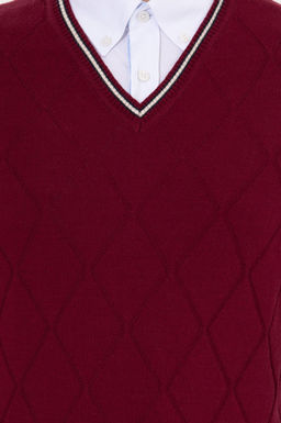 U. S. Polo Assn Мужской бордовый трикотажный свитер с v-образным вырезом - U.s. polo assn фото 6