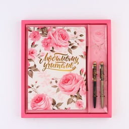 Подарочный набор, ежедневник А5, 96 л., ручка софт-тач, 2 шт. «Любимому учителю»