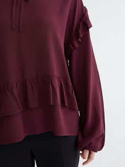 Ba?lamal? Yaka Oversize F?rf?rl? Bluz