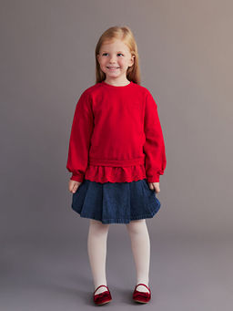 Fisto Detayl? K?z ?ocuk Sweatshirt