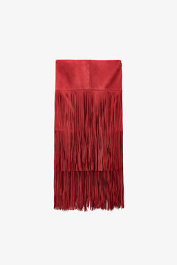 LIMITED EDITION SUEDE LEATHER FRINGE SKIRT - Zara фото 4