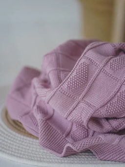 Плед вязаный хлопковый "Пудра" 0+