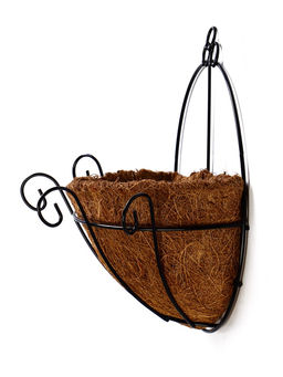 Кашпо настенное, d=20 см, металлическое, со вставкой из кокоса
