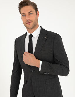 Antrasit Slim Fit Tak_m Elbise