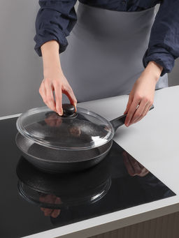 Крышка стеклянная 26 см SATOSHI безободковая с ручкой арт. 848-317