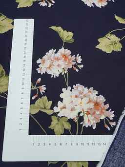 Штапель Ароматная гортензия цв.чернильный, ш.1.45м, вискоза-100%, 105гр/м.кв - Купава фото 8