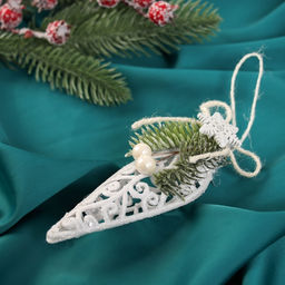 Цена за 2 шт. Ёлочная игрушка Капля блеск жемчужины 124.5 см, белый - Зимнее волшебство фото 2