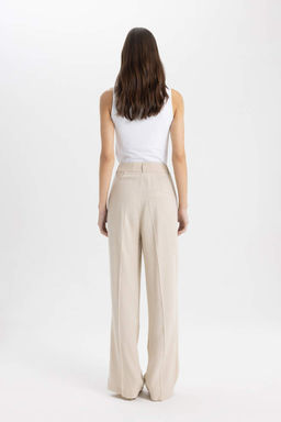 Широкие брюки с высокой талией и вытачками из смесового льна и широкими карманами на штанинах - Defacto фото 6