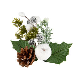 Blumentag VDF-130 Веточка хвойная с шишкой и ягодами 3 х 1 шт. 24 см 01  фото 4