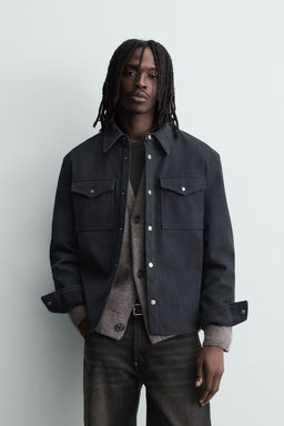 RELAXED FIT LEATHER EFFECT OVERSHIRT