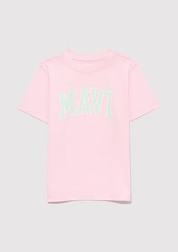 Mavi Logo Bask?l? Pembe Tisort