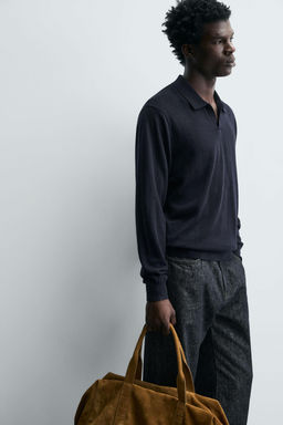 WOOL/SILK KNIT POLO SHIRT - Zara фото 6