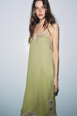 VESTIDO SATINADO ENCAJE ZW COLLECTION / Pistacho - Zara фото 2