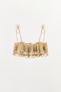 EMBROIDERED RUFFLE STRAP TOP - Zara фото 5